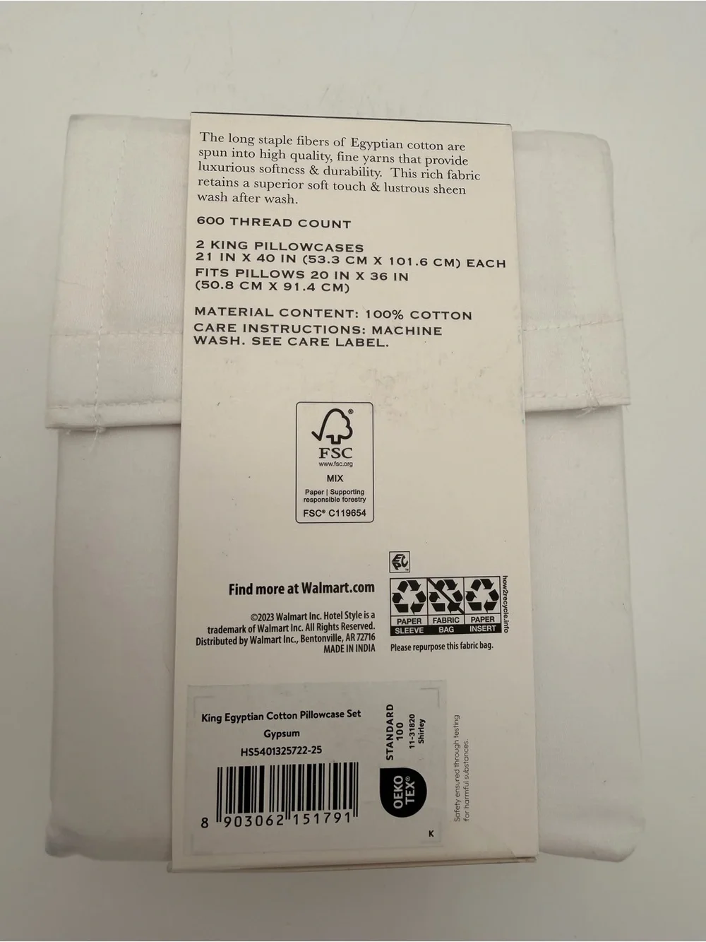 600TC Egyptian Cotton Sateen Pillowcase Pair - White